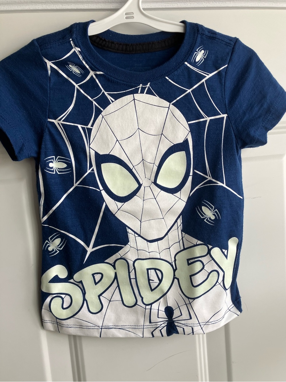 Glow in the dark Spider Man Marvel tshirt blue white 2T